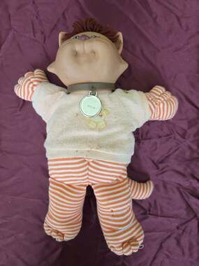 Cabbage Patch Kids Koosas Brandy the Cat Orange Stripes, 1983 Collar TAG